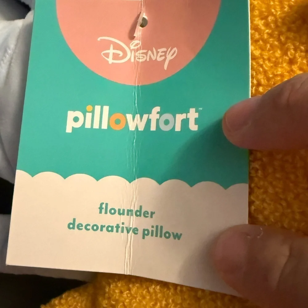 Pillowfort Disney Yellow and Light Blue Flounder Accent Decorative Pillow OS-NWT